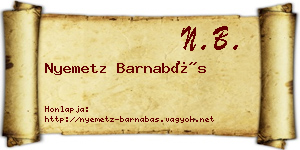 Nyemetz Barnabás névjegykártya