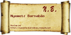 Nyemetz Barnabás névjegykártya